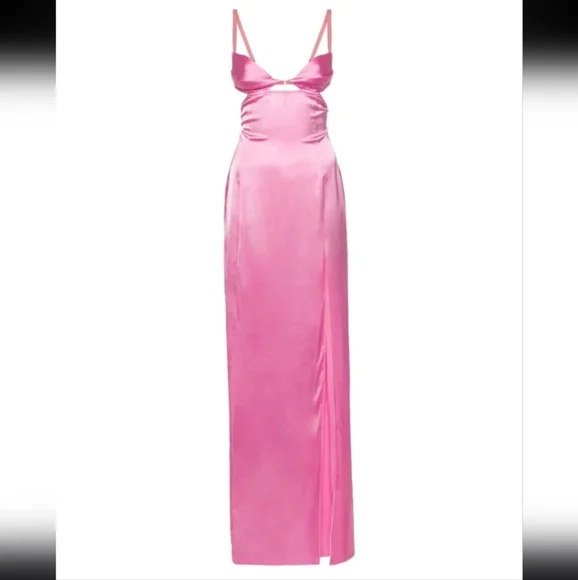 Nensi Dojaka Double Petal Satin Maxi Dress Pink Small - Picture 4 of 15